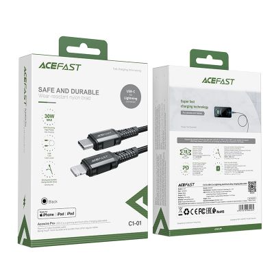 5. Acefast C1-01 Lightning - USB-C MFi PD cable 30W 3A 480Mb/s 1.2m - black