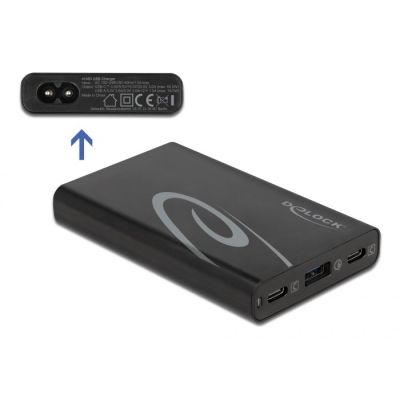 2. DeLOCK Charger 2 x USB Type-C PD 3.0 + 1 x USB Type-A power 60 W
