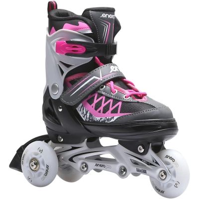 59. ROLLER SKATES-ROLLER SKATES-ICE SKATING 4IN1 ENERO PRO LED 30-33 PINK-GRAY