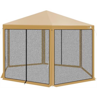 9. HEXAGONAL GARDEN PAVILION 2x2x2x2.5M WITH MOSQUITO NET BEIGE