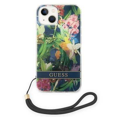 2. Guess GUOHCP14SHFLSB iPhone 14 6.1 "blue / blue hardcase Flower Strap