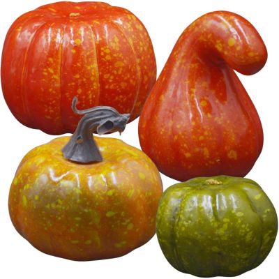 3. DECORATIVE HALLOWEEN PUMPKIN FIGURE 4 PCS ORANGE - GREEN