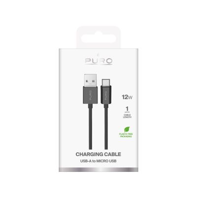 2. Puro TPE 12W USB-A - microUSB 1m Cable - Black