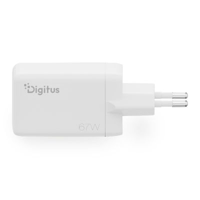 3. Digitus GaN II 67W Wall Charger | 2x USB-C, 1x USB-A | PD 3.0, QC 3.0 | White