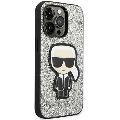 4. Karl Lagerfeld KLHCP14XGFKPG iPhone 14 Pro Max 6.7 "hardcase silver / silver Glitter Flakes Ikonik