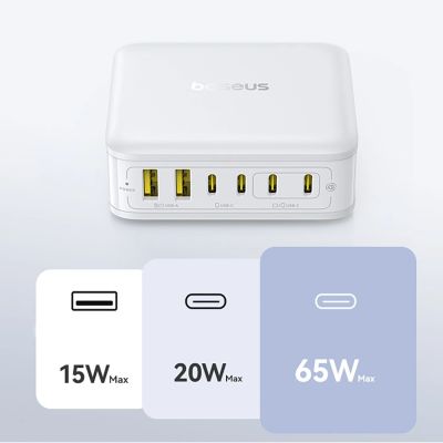 12. Baseus EnerFill FH21 120W Charging Station 4xUSB-C + 2xUSB-A - White
