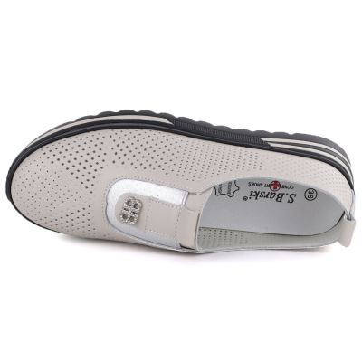 3. Women's leather openwork shoes on a beige platform S.Barski 7092