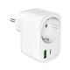 Puro 20W Power Delivery Charger with Schuko Plug and Socket 1x USB-C + 1x USB-A - White