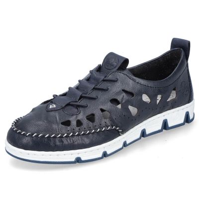31. Rieker W RKR652 navy blue openwork leather shoes