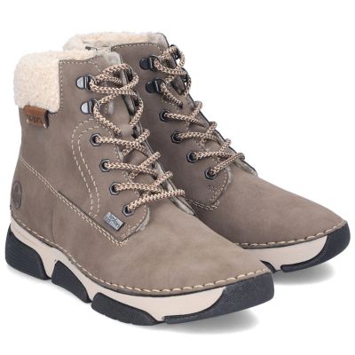 4. Women’s Brown Leather Lined Hiking-Style Ankle Boots Rieker 45925-25