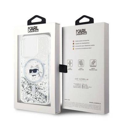 7. Karl Lagerfeld Liquid Glitter Choupette Head MagSafe case for iPhone 14 Pro - transparent