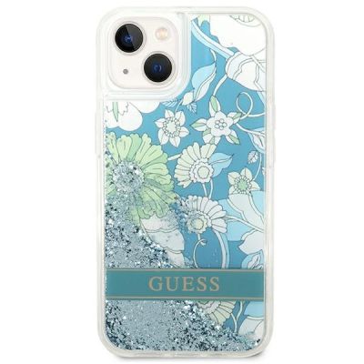 3. Guess GUHCP14SLFLSN iPhone 14 6.1 "green / green hardcase Flower Liquid Glitter