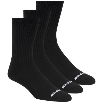 Skechers 3pk Unisex Non Terry Crew S601102-001 Black 43-46