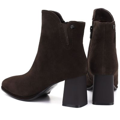 5. Women's brown leather high-heeled ankle boots Big Star UU274379