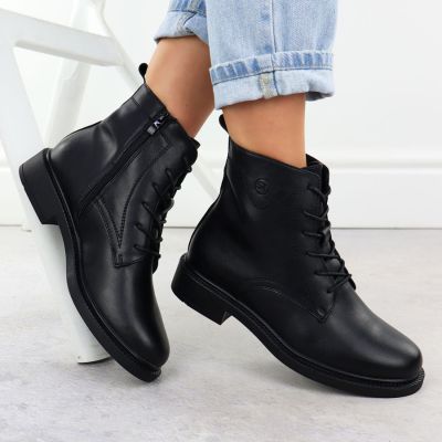 5. Sergio Leone BT25172-S Women’s Black Insulated Leather Worker Boots