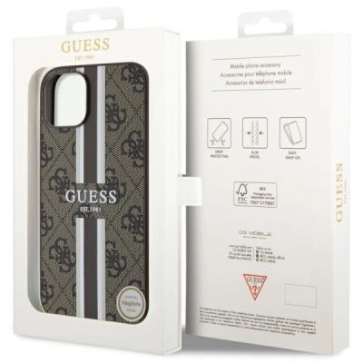 8. Guess GUHMP14SP4RPSW iPhone 14 6.1" brown/brown hardcase 4G Printed Stripes MagSafe