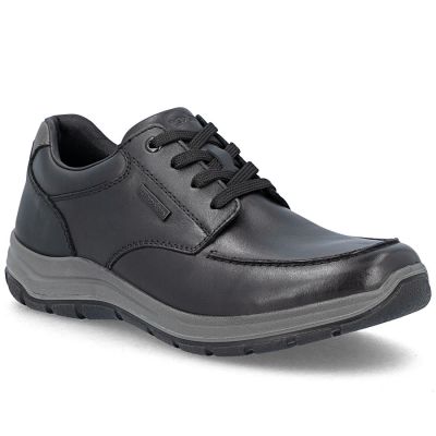 7. Men's comfortable leather shoes, width H, black, Rieker 03607-24