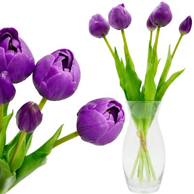 BOUQUET OF 5 PURPLE PEONY TULIPS 39 CM LIFE-LIKE SPRING DECORATION
