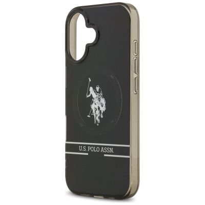 6. US Polo DH and Bottom Stripe Logo MagSafe iPhone 17 Case - Black