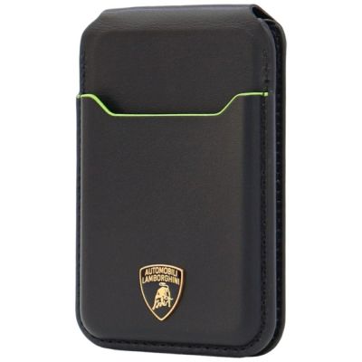 9. Lamborghini D1 Genuine Leather MagSafe Phone Wallet - Black and Green