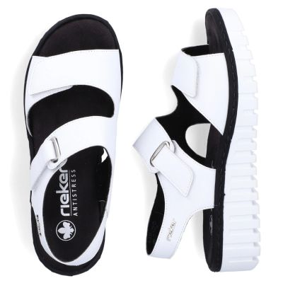12. Women's leather wedge sandals white Rieker V1382-80