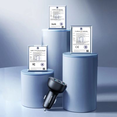 11. Joyroom JR-CCD03 3.4A Car Charger with Display 3x USB-A - Black