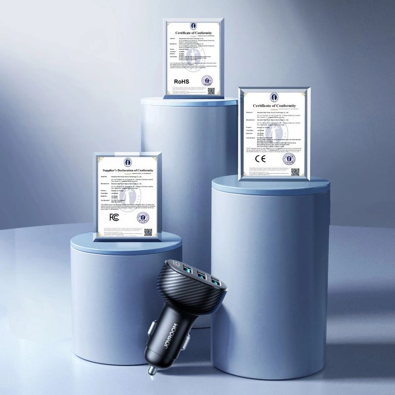 11. Joyroom JR-CCD03 3.4A Car Charger with Display 3x USB-A - Black