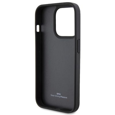 7. BMW Leather Hot Stamp iPhone 15 Pro Max Case - Black