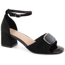 Sergio Leone W SK444A black suede high-heeled sandals