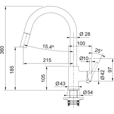 2. Franke Lina J pull-out kitchen tap, pull-out, Onyx (115.0626.055)