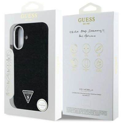 8. Guess Denim Triangle Logo MagSafe case for iPhone 16 - black