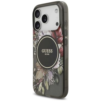 3. Guess IML Flowers Pearl Strap MagSafe Case for iPhone 18 Pro / 17 Pro – black