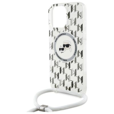 5. Karl Lagerfeld IML Crossbody Monogram Karl & Choupette Head MagSafe Case for iPhone 16 Pro Max - Clear