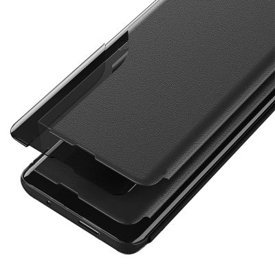 2. Eco Leather View Case, an elegant case with a flap and stand for iPhone 16e / 17e - black