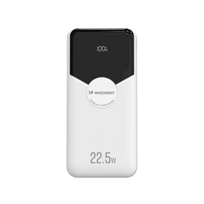 2. Wozinsky WFC-15W 20000mAh 22.5W PD20W Powerbank with Built-in Lightning and USB-C Cables - White