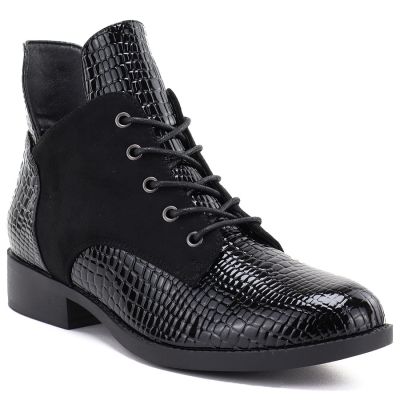 5. Women's patent leather ankle boots, black, Vinceza HX27-16524
