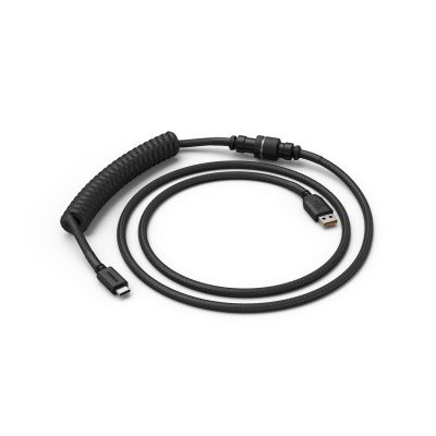 Glorious Phantom Black Spiral Cable, USB-C to USB-A, 1.37m - Black