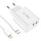 3. Tech-Protect C35W 2x USB-C PD 35W Wall Charger with USB-C / Lightning Cable - White