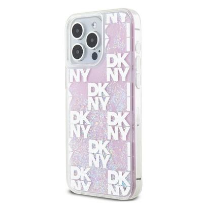 2. DKNY Liquid Glitter Multilogo Case for iPhone 15 Pro Max - Pink
