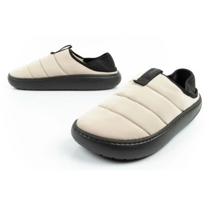 8. Crocs men's shoes slippers Classic Puff Moc slippers beige insulated