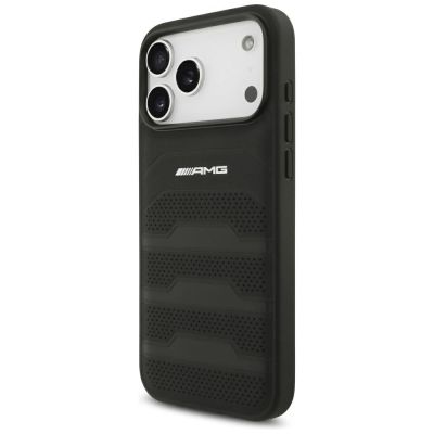 2. Mercedes AMG Leather Debossed Lines Logo Case for iPhone 18 Pro Max / 17 Pro Max - Black