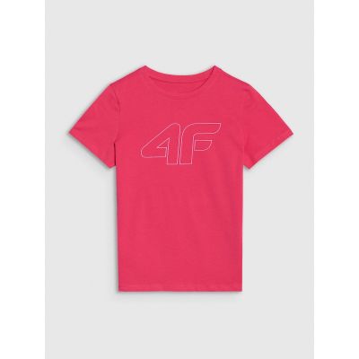 5. Girls' regular printed T-shirt 4F 4FJWSS25TTSHF2176-55S