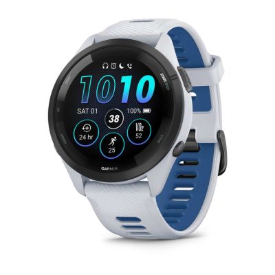 4. Garmin Forerunner 265 46mm Black Bezel with Whitestone Case White and Blue