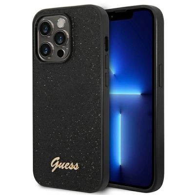 Guess Glitter Script Case for iPhone 14 Pro - Black