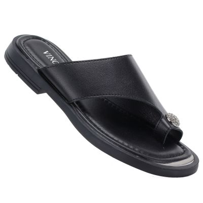 Women's elegant flip-flops, black, Vinceza 62307