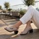 7. Women's beige leather high-heeled sandals Vinceza 26-66920