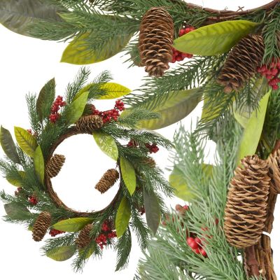 2. PU CHRISTMAS DECORATIVE WREATH, DECORATED, 43CM
