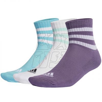 2. Adidas 3-Stripes Cushioned Sportswear Mid-Cut Socks 3P IJ8263