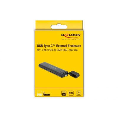 3. DeLOCK External USB Type-C Enclosure for M.2 NVMe PCIe or SATA SSD – Tool-Free