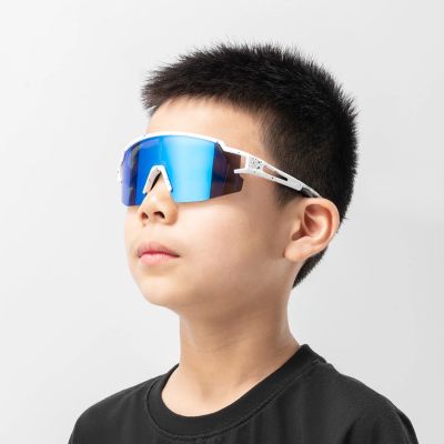 4. Rockbros Kids Cycling Glasses, Polarized, UV Protection, Children's - White